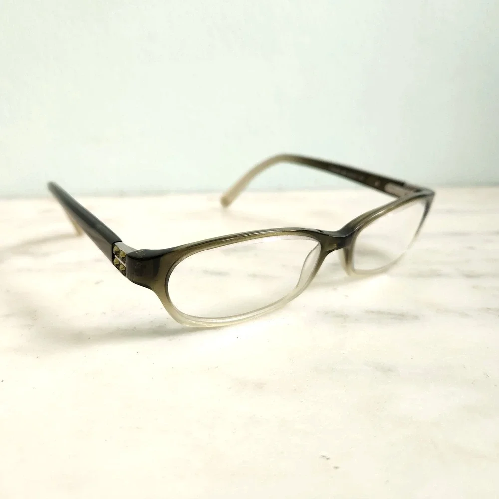 Vintage Tory Burch Eyeglasses‎ Women's Olive Green Square Frames Green Gems